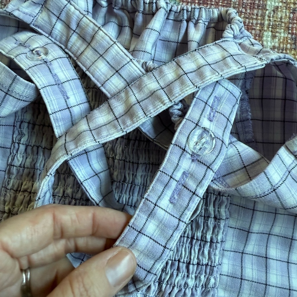 Hollister Small Purple Plaid Sleeveless Smocked Crop Top - Picture 8 of 8